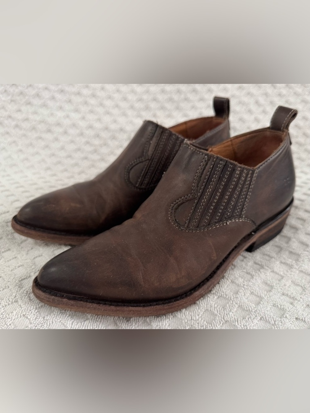 Frye Billy Shootie Boots in Brown Leather Size 6B Cowboy Western Rodeo Booties
